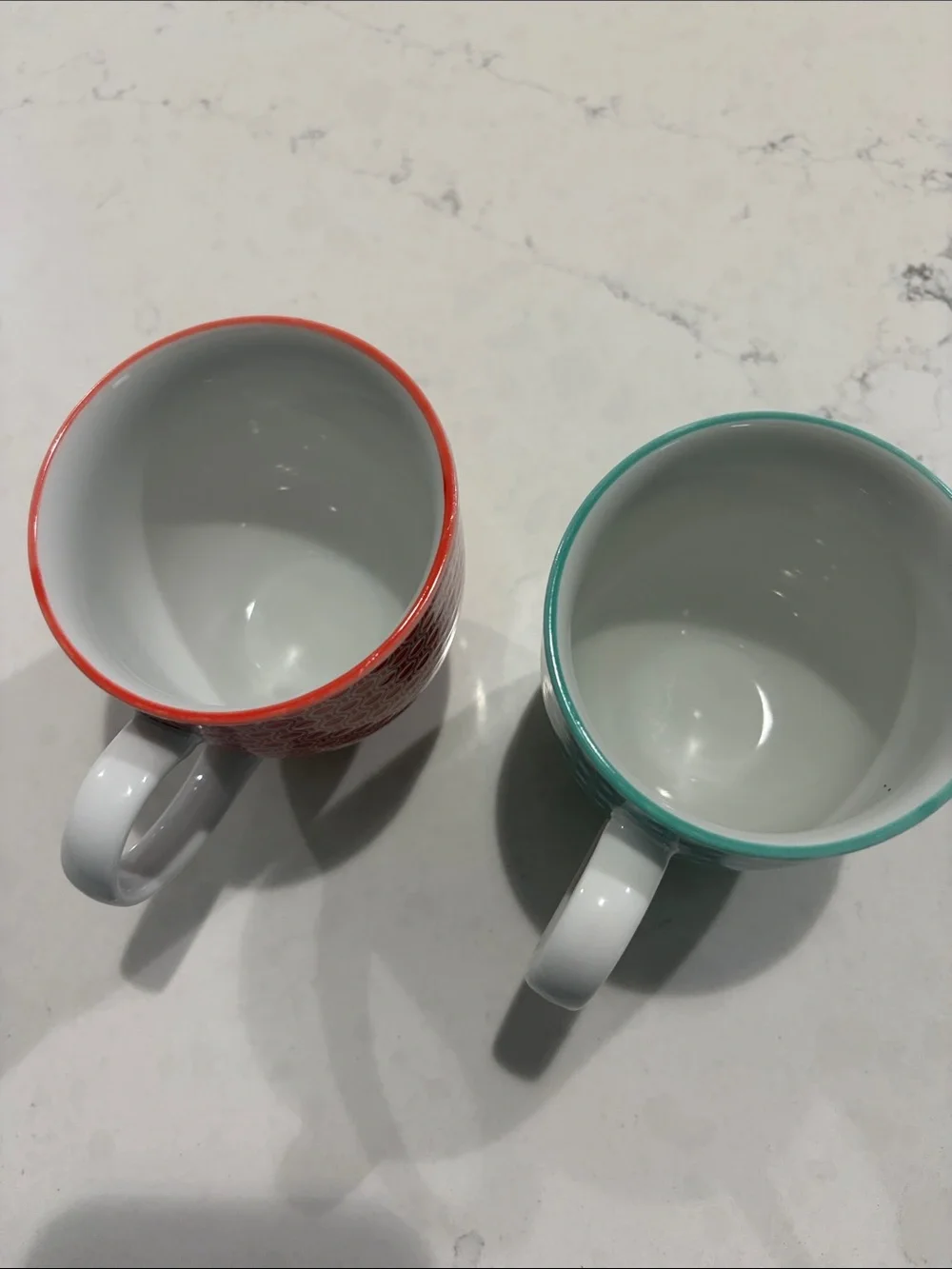 West Elm footed coffee tea mugs, set of 2 geometric